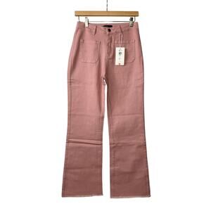 KICZOY Jeans Women Small‎ Pink Stretch Straight Leg Cropped Hem High Rise New